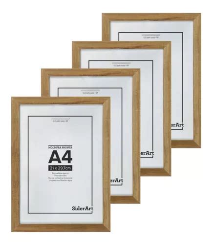 Moldura A4 Para Diploma Certificado 4 Unidades 21x30 Madeira