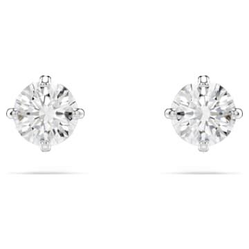 Stilla Attract Stud Earrings Round Cut White Rhodium Plated Swarovski