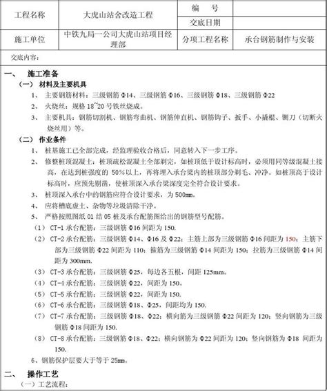 承台钢筋制作技术技术交底word文档在线阅读与下载无忧文档