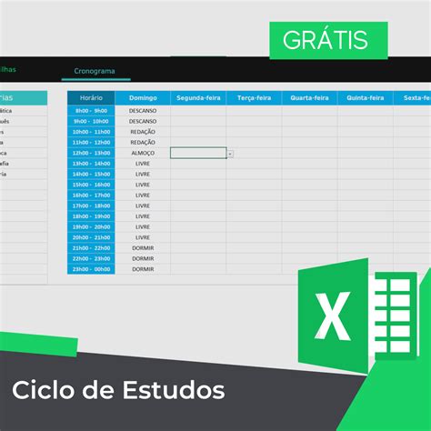 Planilha De Ciclo De Estudos Smart Planilhas