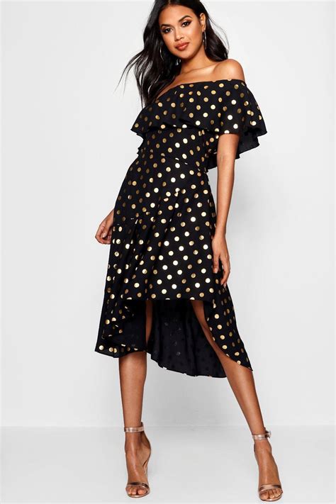 Buy Black Polka Dot Skater Dress Cheap Online