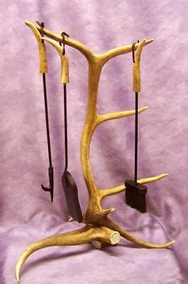 REAL ELK DEER ANTLER FIREPLACE SET CHANDELIER LAMPS EBay