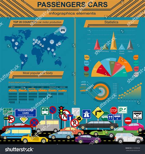 Passenger Car Transportation Infographics Vector Illustration Stock