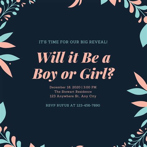 Free Custom Printable Gender Reveal Invitation Templates Canva