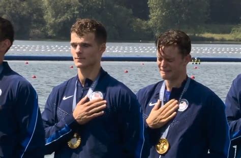 USA Mens Rowing Team Gets Emotional As The The Star Spangled Banner