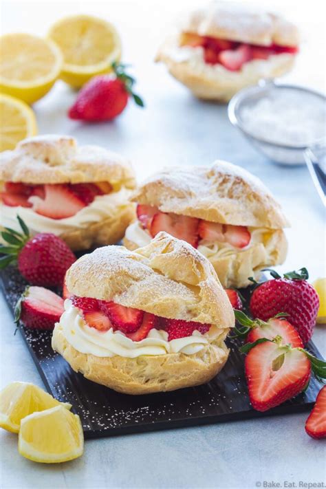 Lemon Strawberry Cream Puffs Bake Eat Repeat