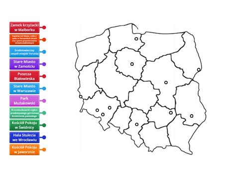 Obiekty Unesco Na Mapie Polski Cz Diagrama Con Etiquetas