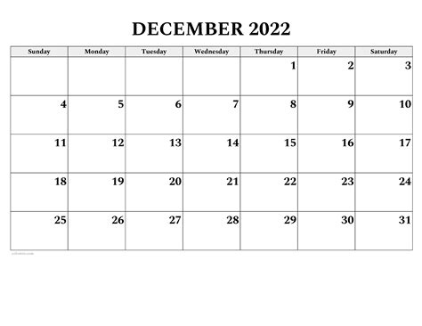 Printable December 2022 Calendar With Holidays