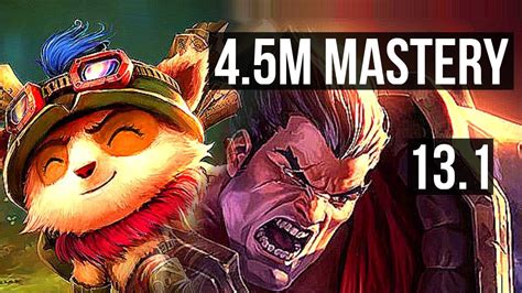 Teemo Vs Darius Top 45m Mastery Rank 5 Teemo 1600 Games 411