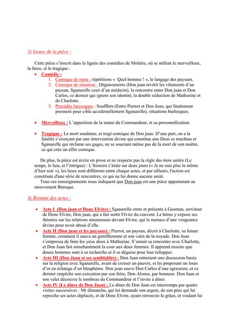 Fiche De Lecture Don Juan De Moli Re