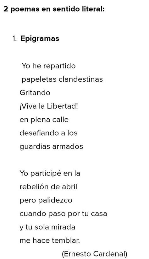 Poemas Cortos Con Sentido Figurado Y Literal