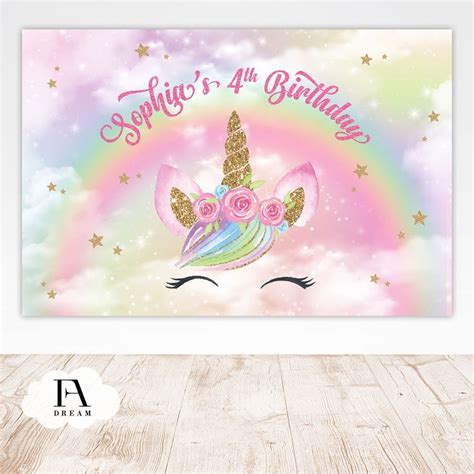 Unicorn Birthday Banner Unicorn Birthday Backdrop Unicorn Backdrop