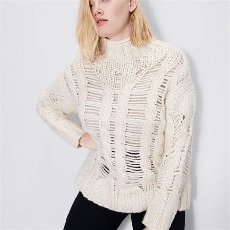 Zara Sweaters Zara Openwork Cable Knit Sweaterecru S Poshmark