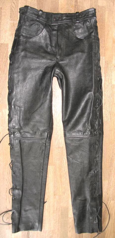 FAST NEU herren schnür LEDERJEANS biker Lederhose schwarz circa