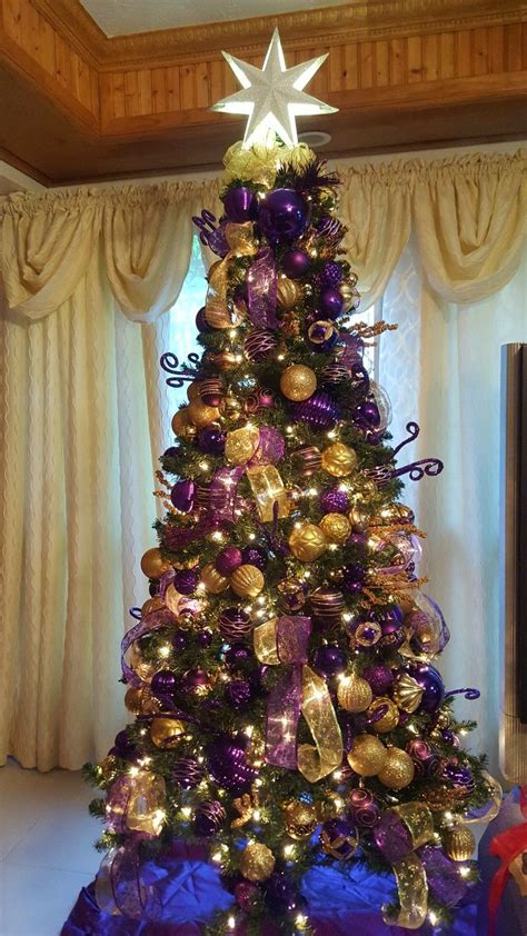 Purple Gold Christmas Tree Decor Decoracion Navidad