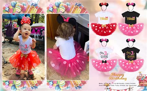 Amazon Conjunto de 3er cumpleaños para niña camisa de bebé falda