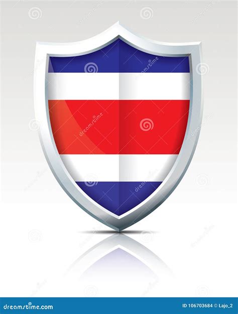 Shield With Flag Of Costa Rica Stock Vector Illustration Of Continent