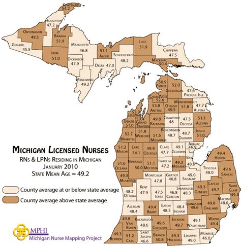 Michigan Nurse Mapping Mean Age Of Licensed Nurses