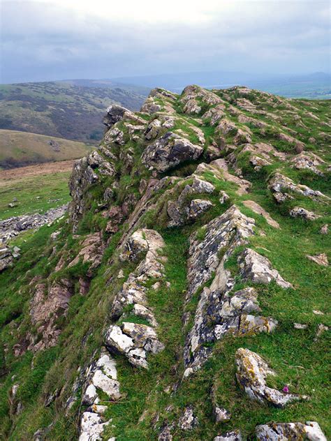 Photographs of Crook Peak, Somerset, England: Inclined strata