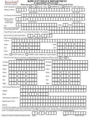 Tx Alarm Permit Application City Of Rowlett Fill And Sign