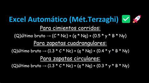 Cálculo De Capacidad Portante De Terzaghi Plantilla Excel Profesional Youtube