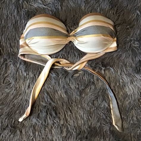 Victoria S Secret Swim Victorias Secret B Gold Metallic Stripe Bikini Strapless Bikini