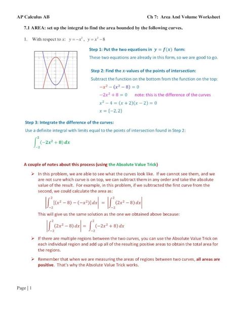 PDF Worksheet Area And Volume QandA PDF FileAP Calculus AB Ch 7