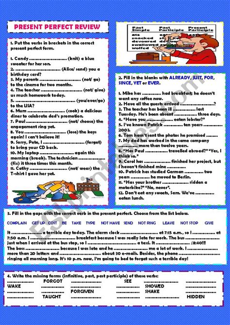 Present Perfect Review Key ESL Worksheet By Dinglesazara