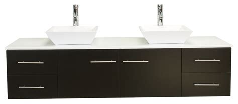 Totti Wave 60 Inch Espresso Modern Double Sink Vanity Top And Double