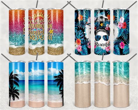 Beach 20 Oz Skinny Tumbler Sublimation Bundle Seamless Etsy