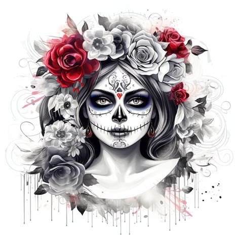 Premium AI Image Black And White Coloring Book Catrina Mexican Dia De