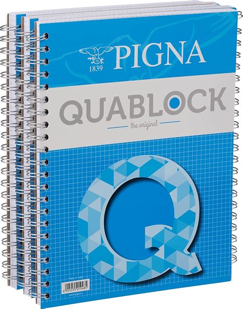 Pigna Quablock 5 Blocchi 22 X 29 5 Quadretti 5 Mm Pack Of 5 Assorted