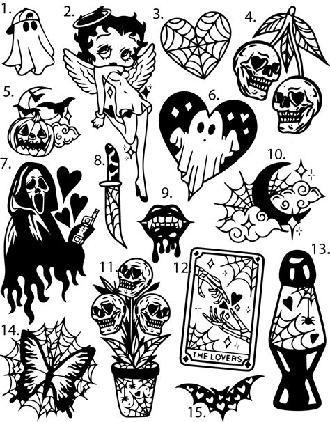 Pre Made Ready To Use Spooky Halloween Witch Scary Flash Tattoo