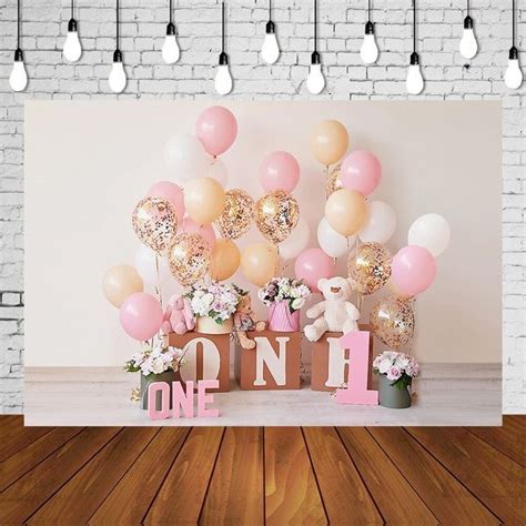 1st birthday backdrop for 1 year baby girl diy photo at home pink ...