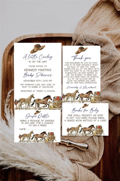 Printable Cowboy Baby Shower Invitation Set Editable Invite Thank You ...