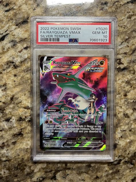 Psa 10 Gem Mint 2022 Pokemon Silver Tempest Alt Art Rayquaza Vmax Tg20