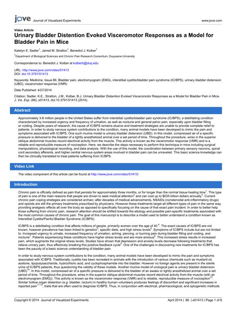 Pdf Urinary Bladder Distention Evoked Visceromotor Responses As A