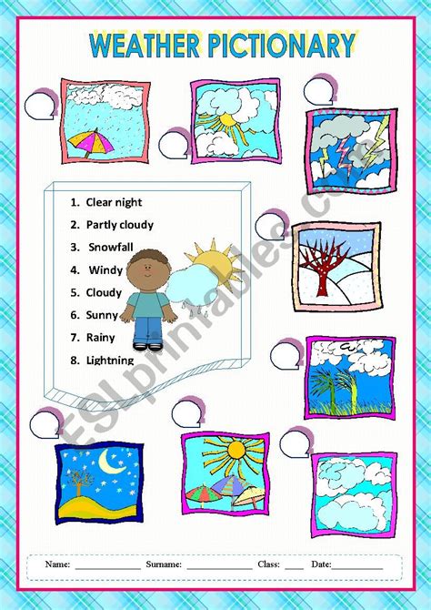 Weather Pictionary ESL Worksheet By Despinacy