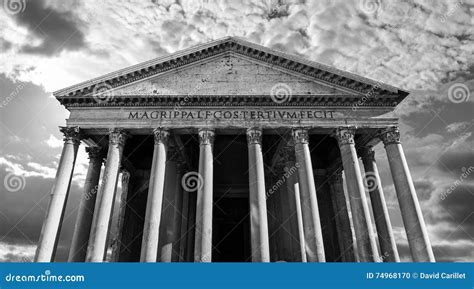 High Contrast Black And White Of The Ancient Roman Pantheon In Rome