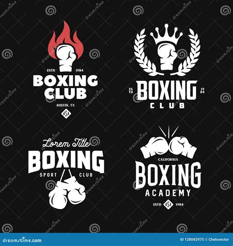 Sistema De Etiquetas Del Club Del Boxeo Ejemplo Del Vintage Del Vector