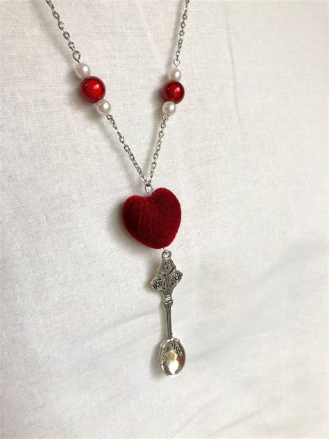 Red Velvet Heart Necklace | Etsy