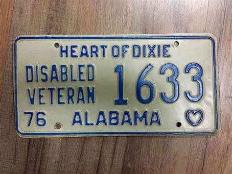 1976 Alabama Disabled Veteran Real License Plate