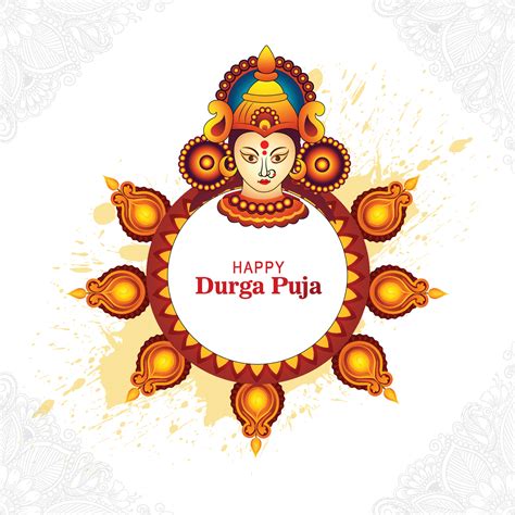 Happy Durga Puja India Festival Holiday Card Illustration Background