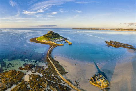 Aerial View Over Saint Michael S Mount Marazion Near Penzance