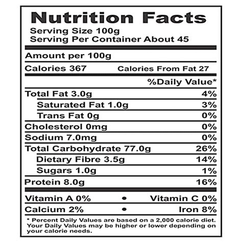 Organic White Rice Nutrition Facts At Amy Oconner Blog