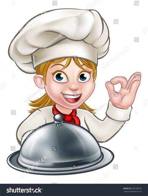 Cartoon Woman Chef Baker Character Holding Stock Vector Royalty Free 655158916 Shutterstock