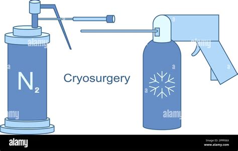 Cryo Instruments For Cryosurgery Vector Line Illustration Liquid Nitrogen Cooling For Cryogenic