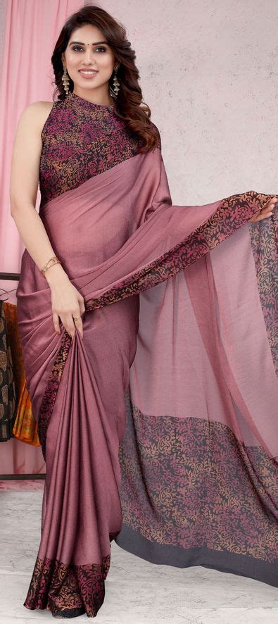 Casual Party Wear Pink And Majenta Color Chiffon Fabric Saree 1903339