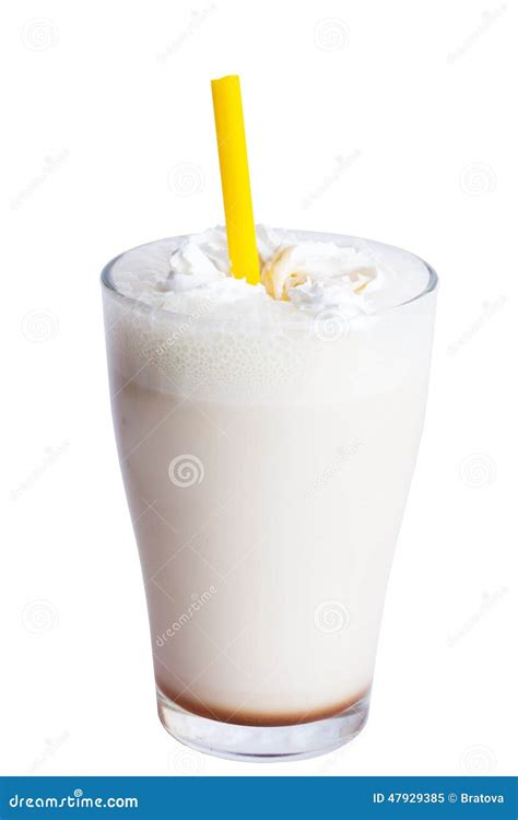 White Milkshake With Straw Stock Image Image Of Dessert 47929385