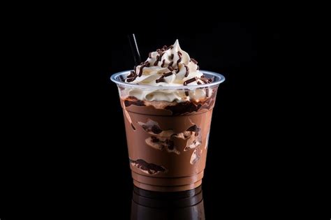 Premium AI Image Chocolate Milkshake In Plastic Takeaway Cup Isolated